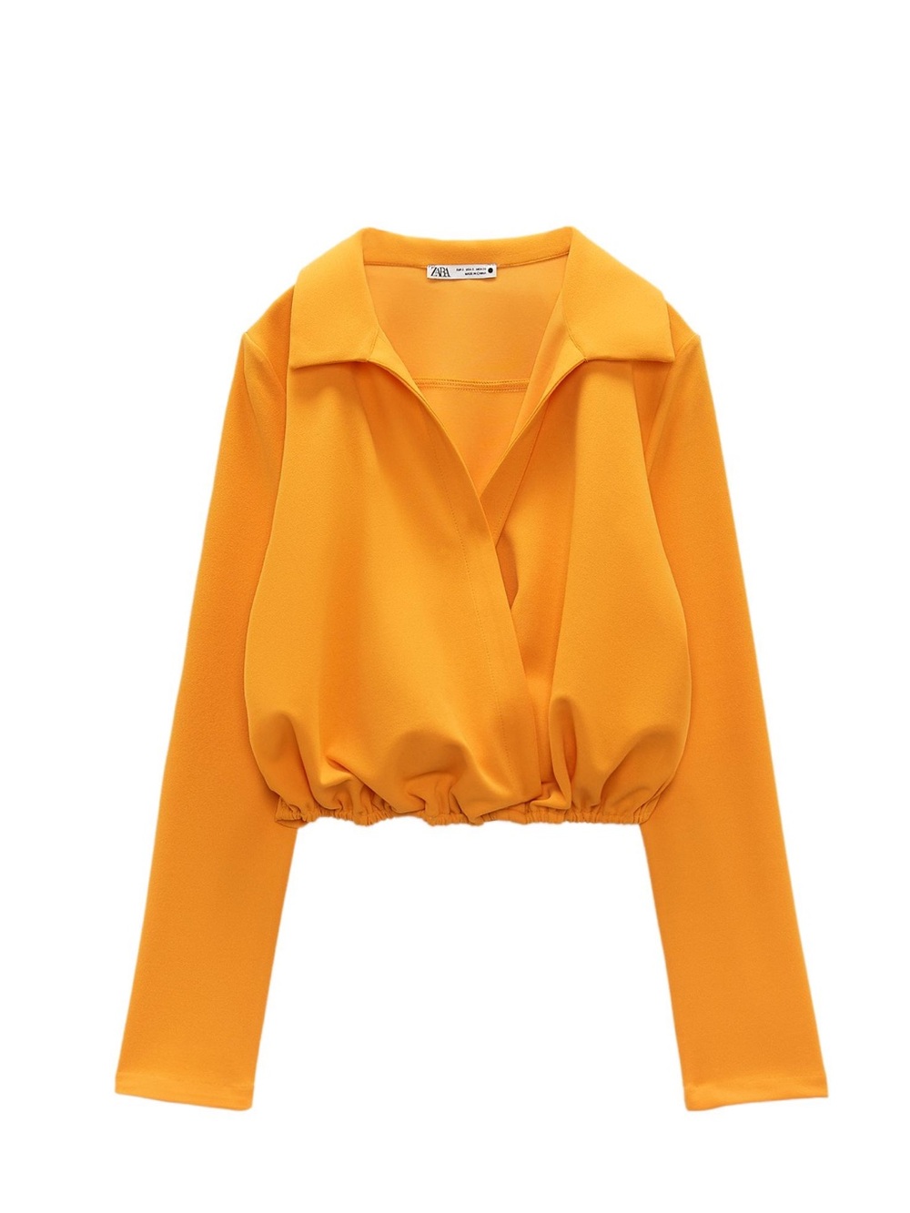Zara Cropped Crossover Button-Down Top - Orange